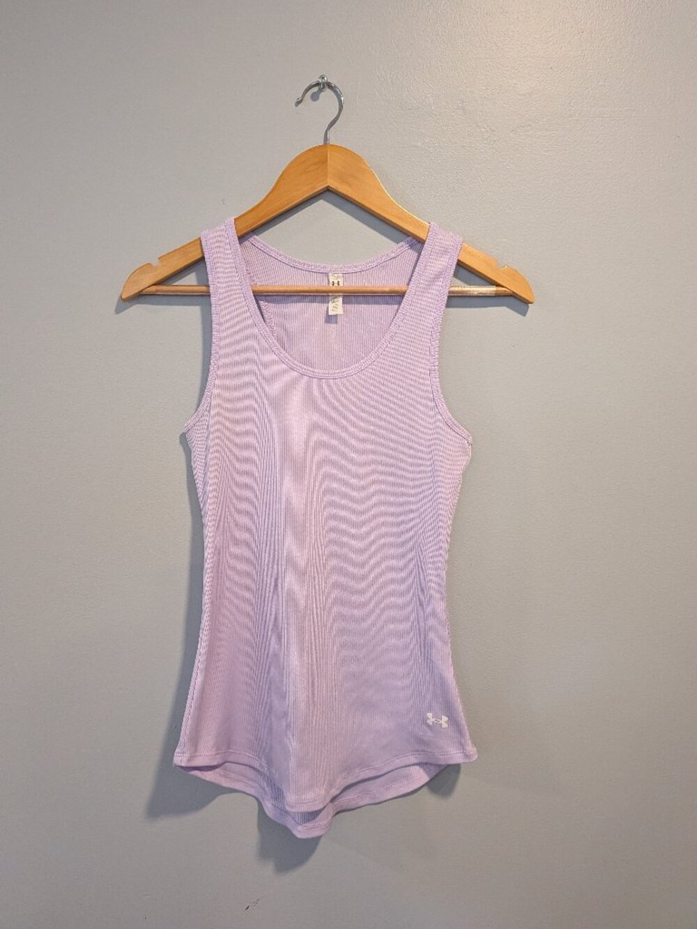 under armour athletic heat gear fitted full length tank purple medium